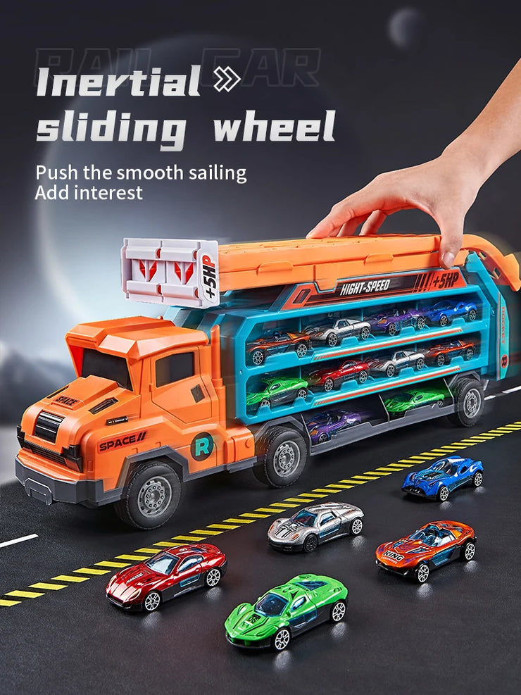 3D Rail Flying Car Set – Inertial Power Puzzle Track with Transforming Alloy Vehicles