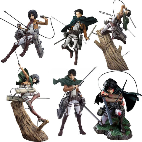 28cm Attack on Titans Levi Ackerman Action Anime Figura Kawai Eren Jaege Mikasa Ackerman The Armored Titan Figure
