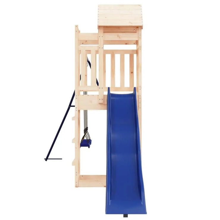 Solid Pine Outdoor Playset - Durable Wooden Climbing Frame & Slide Adventure