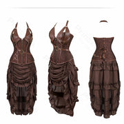 Steampunk Pirate Costume for Women – Cagalli Yulia cosplay Leather Corset Top with Drawstring Skirt Plus Size