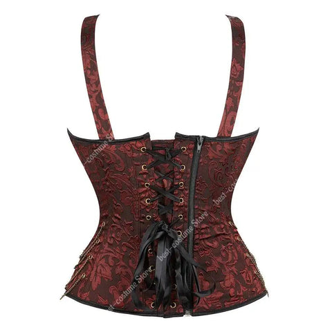 Steampunk Corsets for Women Gothic Corset Bustier Zipper Plus Size Vintage Faux Leather Corset Top Brown Plus Sizes