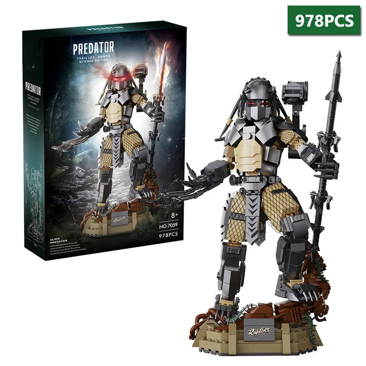 978-Piece Alien Warrior Building Block Set – Creative Assembled Ornament with Joint Mobility, Educational DIY Monster MOC Toy Bricks