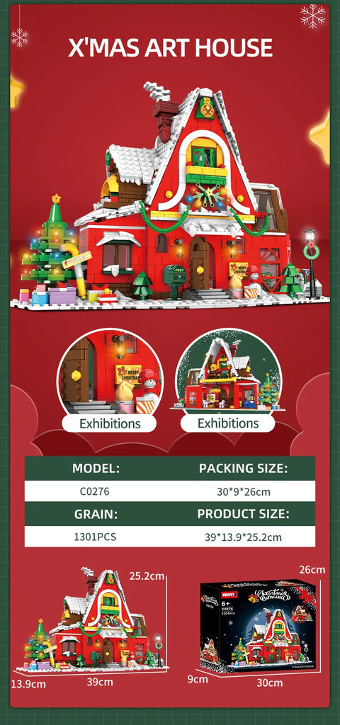 1084pcs New City Creativity Winter Village Christmas House Christmas ART House Model Building Blocks Bricks Kids Toys Christmas Gifts