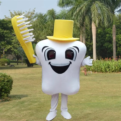 Tooth Mascot Costume – Dental Care Cosplay for Health Education, Advertising & Role Play Events