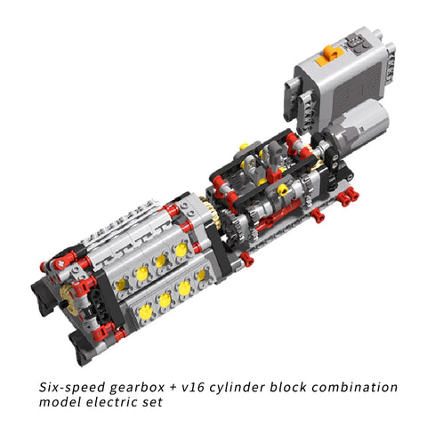 MOC DIY Electric Motor & Gearbox Kit – Technical Building Blocks for Mechanical Models