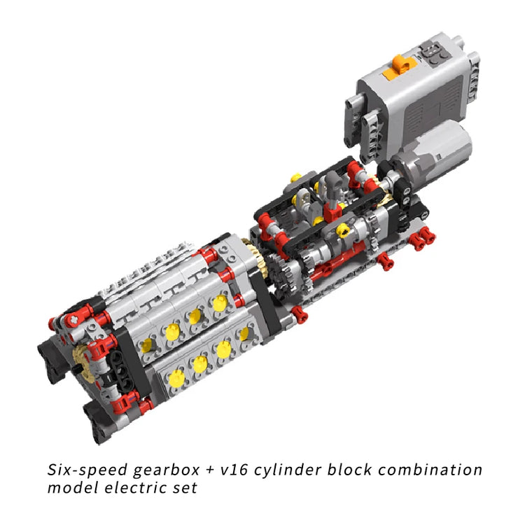 MOC DIY Electric Motor & Gearbox Kit – Technical Building Blocks for Mechanical Models