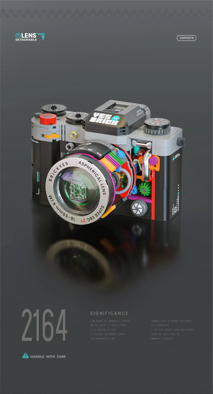 Retro DSLR Camera Assembly 500+ pieces Building Block Detachable Mechanical Trendy Punk Style Model