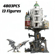 4803pcs Gringotts Wizard Classic Bank Street View Model Building Kits Construction Block with 13 mini figures