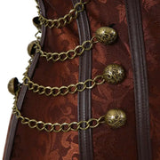 Steampunk Corsets for Women Gothic Corset Bustier Zipper Plus Size Vintage Faux Leather Corset Top Brown Plus Sizes