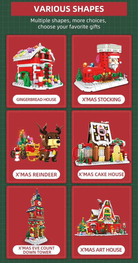 1084pcs New City Creativity Winter Village Christmas House Christmas ART House Model Building Blocks Bricks Kids Toys Christmas Gifts