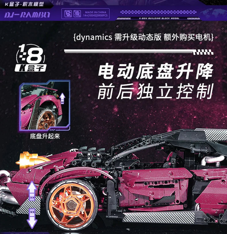MOC Technical Modified SVJ Sports Car Building Bricks 3950 Pcs