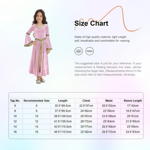 Girls Medieval Renaissance Velvet Dress Princess Queen Cosplay Costume Party Dress