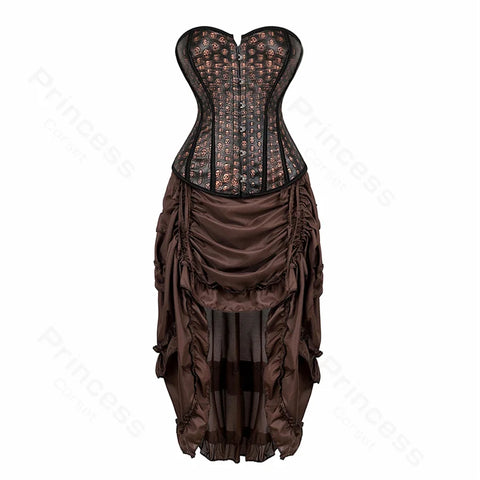Steampunk Pirate Costume for Women – Cagalli Yulia cosplay Leather Corset Top with Drawstring Skirt Plus Size