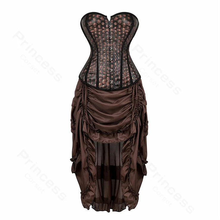 Steampunk Pirate Costume for Women – Cagalli Yulia cosplay Leather Corset Top with Drawstring Skirt Plus Size
