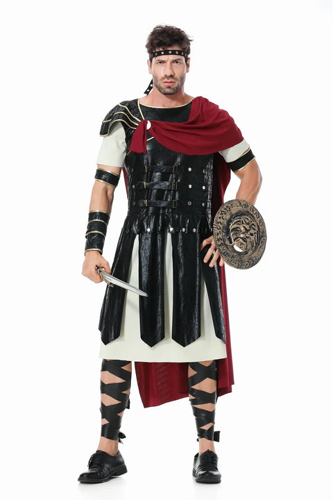Medieval Roman Royal Knight Warrior Cosplay Halloween Costume For Men Adult Carnival Gladiators Soldier Cloak