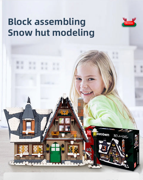 766pcs Christmas Cottage Building Toys Building Block Brick Set Kids Christmas Gift