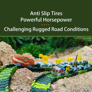 Dinosaur World Road Race Track Set – Flexible Track with Dinosaur Toys and Racing Car for Kids