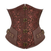 Steampunk Corsets for Women Gothic Corset Bustier Zipper Plus Size Vintage Faux Leather Corset Top Brown Plus Sizes