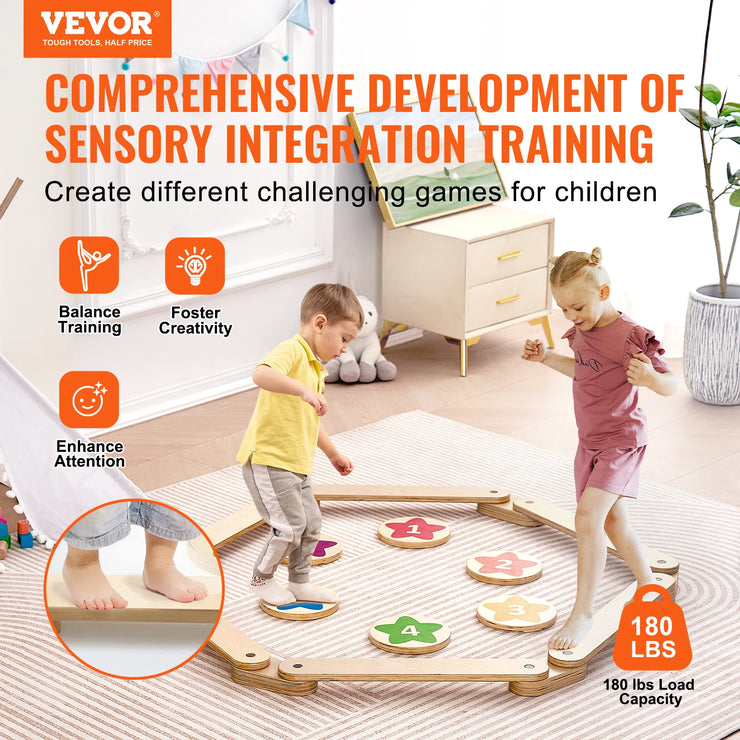 VEVOR Kids Balance Beam Stepping Stones Wooden Balance Boards