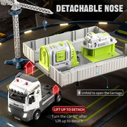 Space Railway Container Truck Diecast Set – Alloy Inertia Vehicles with Sound and Light for Kids