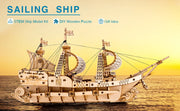 Robotime Vintage Wooden Watercraft Model Kit 3D Wooden Puzzle Best Gift Ideas for Adults Sailling Ship