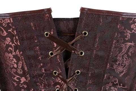 Steampunk Corsets for Women Gothic Corset Bustier Zipper Plus Size Vintage Faux Leather Corset Top Brown Plus Sizes