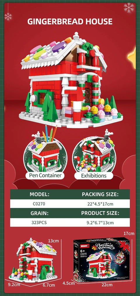 1084pcs New City Creativity Winter Village Christmas House Christmas ART House Model Building Blocks Bricks Kids Toys Christmas Gifts