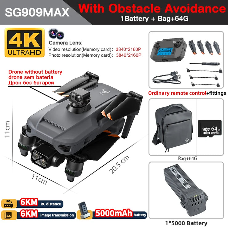ZLL SG909 SG909MAX Professional Drone With 4K Camera GPS 3-Axis Gimbal 360 Obstacle Avoidance Touch Screen FPV Brushless RC Drone