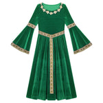 Girls Medieval Renaissance Velvet Dress Princess Queen Cosplay Costume Party Dress