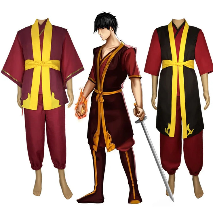 Zuko Prince Cosplay Costume – Avatar: The Last Airbender Vest and Pants Outfit for Adult Men’s Halloween or Role Play Events
