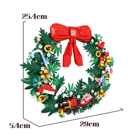 653pcs Christmas Wreath 29cm diameter Building Blocks Bricks Home Decoration Model  Kids Toys Christmas Gift