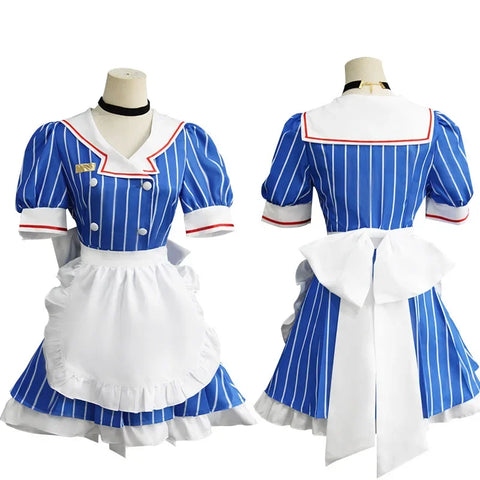 7PCS  Miku Cosplay Costumes Anime Mesmerizer Uniform Halloween Christmas Carnival Party Dressing For Women Hat Apron Accessories