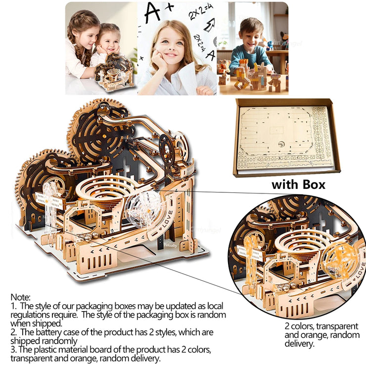 3D Wooden Marble Run Set – DIY Assembly Mechanical Model Kit
