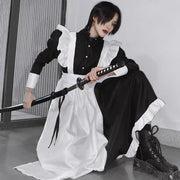 Unisex Maid Cosplay Costume – Long Lolita Apron Dress for Women and Men, Inspired by Anime and Jujutsu Kaisen Café Style