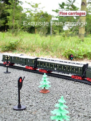 Classic Electric Train Set – Retro Steam Locomotive with Alloy Engine and Tracks for Kids