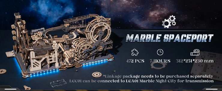 Robotime ROKR Marble Spaceport Electric Model Kit – 3D Wooden Puzzle
