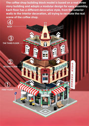 1456/1950/2225 pcs European Market Street Café Villa Store House MINI Bricks Building Blocks City Street View Scene Model