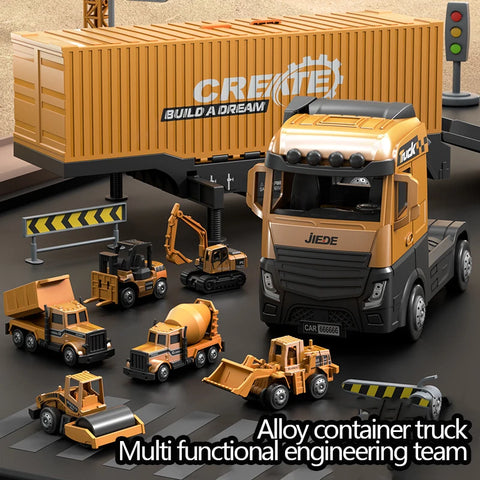Alloy Construction Vehicle Set – Bulldozer, Crane, Excavator & Truck Models for Kids