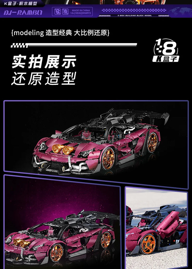 MOC Technical Modified SVJ Sports Car Building Bricks 3950 Pcs