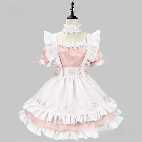 Black and White Lolita Maid Costume – Cute French Apron Dress Uniform for Cafe, Parties, and Cosplay