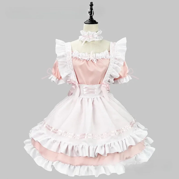Black and White Lolita Maid Costume – Cute French Apron Dress Uniform for Cafe, Parties, and Cosplay