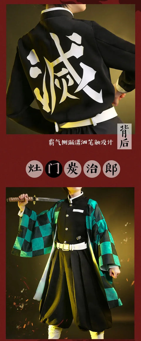 Demon Slayers Kimetsu No Yaiba Anime Kamado Tanjirou Cosplay Costume Women Men Kisatsutai Uniform Wig Halloween Comic Con Outfit