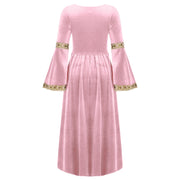 Girls Medieval Renaissance Velvet Dress Princess Queen Cosplay Costume Party Dress