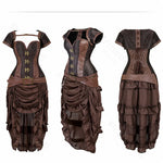 Steampunk Pirate Costume for Women – Cagalli Yulia cosplay Leather Corset Top with Drawstring Skirt Plus Size