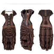 Steampunk Pirate Costume for Women – Cagalli Yulia cosplay Leather Corset Top with Drawstring Skirt Plus Size