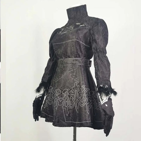 Big Size Yorha 2B Cosplay Costume Black Leotard Dress 2B Full Set Halloween Shojou Magical Girl Outfits Wig Gloves Eyemask Socks