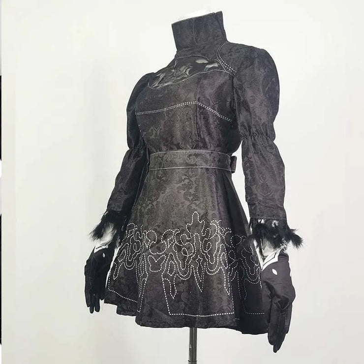 Big Size Yorha 2B Cosplay Costume Black Leotard Dress 2B Full Set Halloween Shojou Magical Girl Outfits Wig Gloves Eyemask Socks