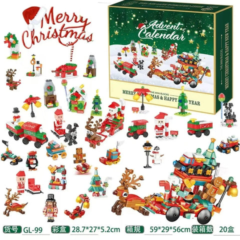 Christmas Advent Calendar Building Block Countdown 24 Days Xmas Christmas Tree Santa Deer Bricks Model Toys For Xmas Kids Gift