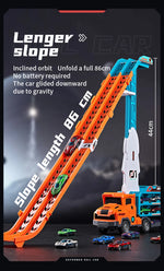3D Rail Flying Car Set – Inertial Power Puzzle Track with Transforming Alloy Vehicles