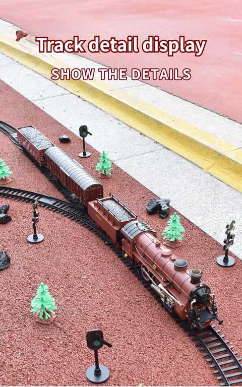 Classic Electric Train Set – Retro Steam Locomotive with Alloy Engine and Tracks for Kids
